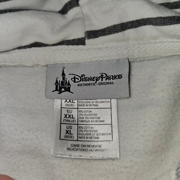 Walt Disney World Hooded Striped Sweatshirt Grey and White XXL PTP 22 Length 25 - Picture 7 of 9